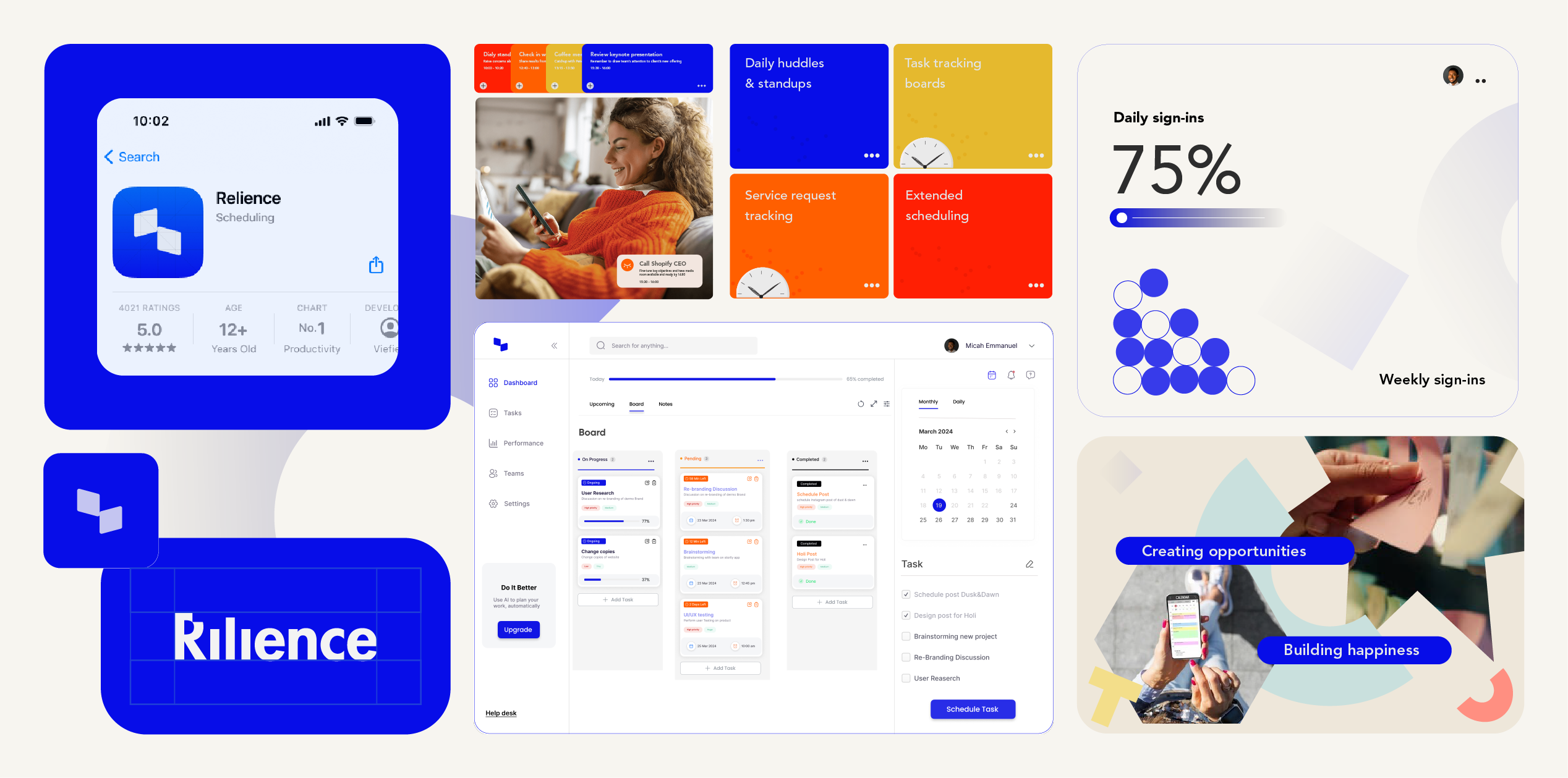 Bento grid design for Rilience